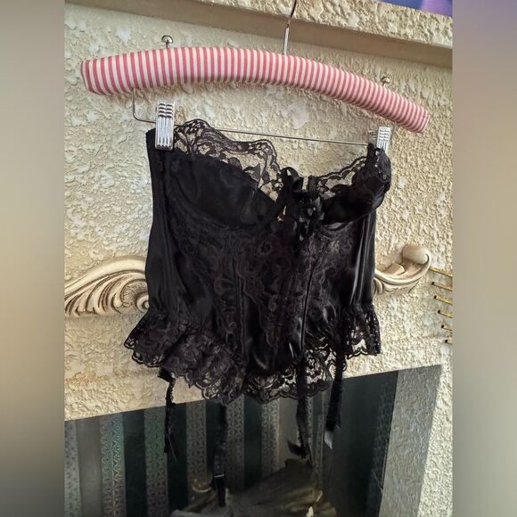 VTG Victoria’s Secret Gold Crown Label Black Corset Size 34 C - Picture 5 of 11